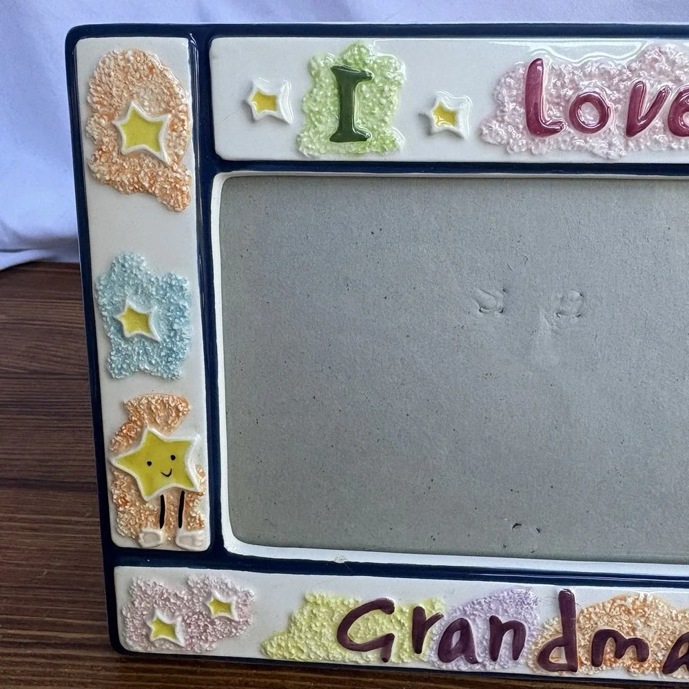 Russ I Love My Grandma Ceramic Picture Frame Colorful Stars Photo Frame